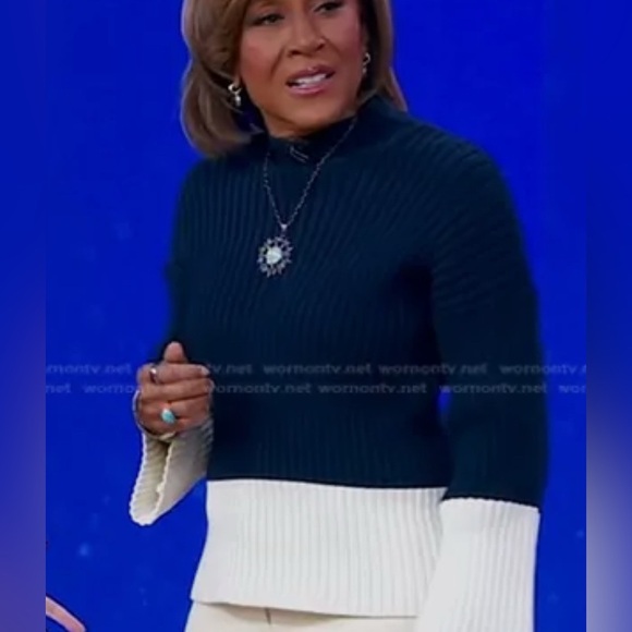 Polo Ralph Lauren Navy and Cream Classic Trendy Cotton Blend Ribbed Sweater S - Picture 1 of 5